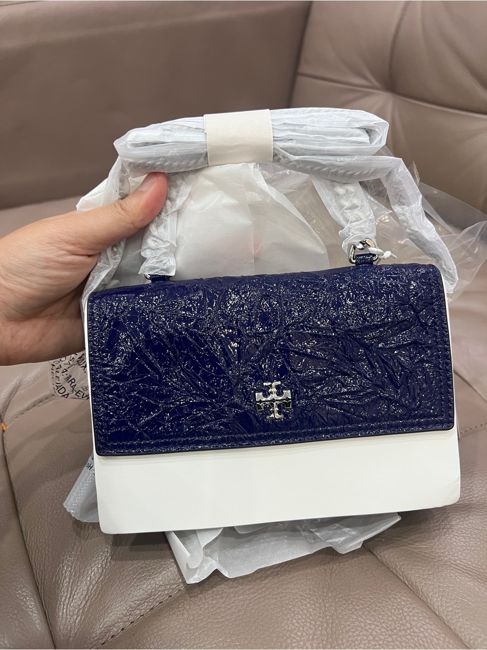 NWT TORY BURCH Kira Mini Leather Top Handle Chain Wallet
